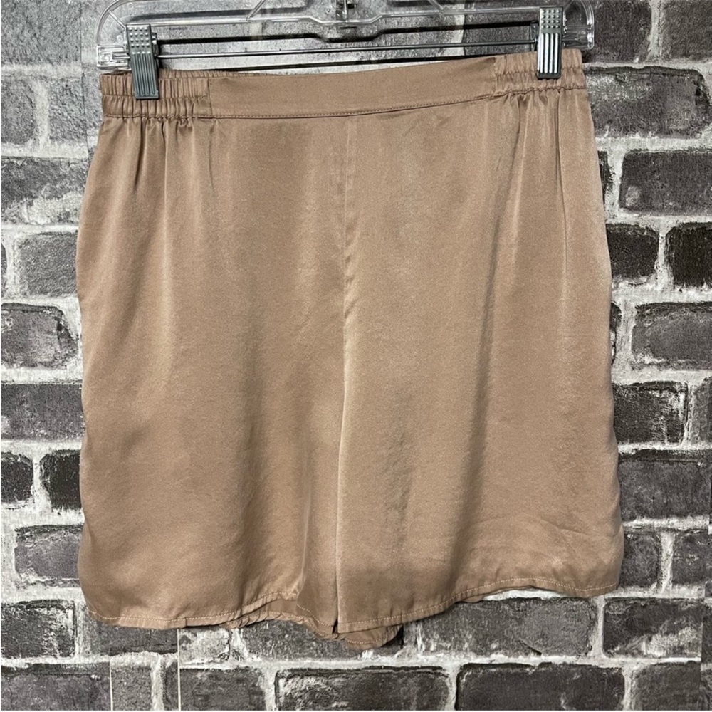 Lunya Washable Silk Pajama Bottom Shorts Lounge Sleepwear Otium Tan
